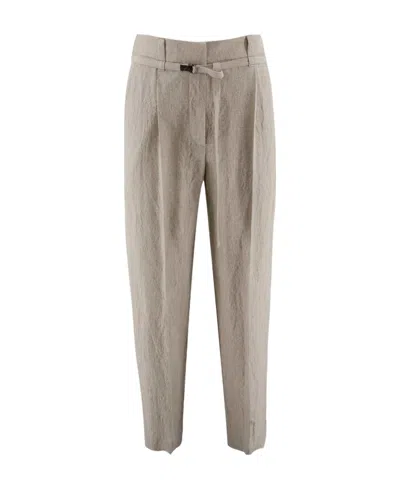 Brunello Cucinelli Monili Bead-embellished Trousers In Nude