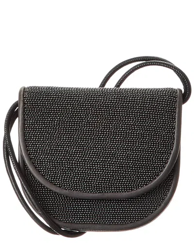 Brunello Cucinelli Monili Bead Leather Shoulder Bag In Grey