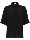 Brunello Cucinelli Monili Bead-mbellished Silk Shirt In Black
