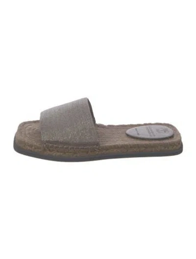 Pre-owned Brunello Cucinelli Monili Beaded Accents Espadrilles In Gray