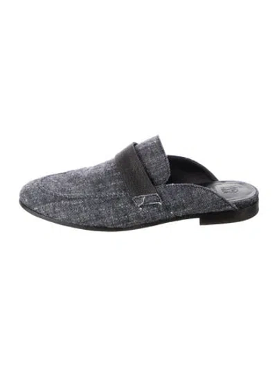 Pre-owned Brunello Cucinelli Monili Beaded Accents Mules In Gray
