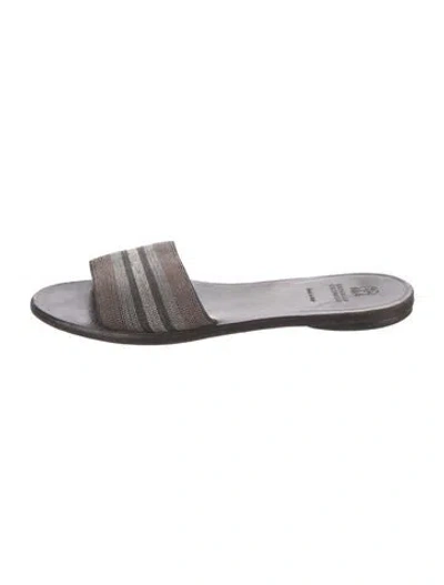 Pre-owned Brunello Cucinelli Monili Beaded Accents Slides In Brown/metallic