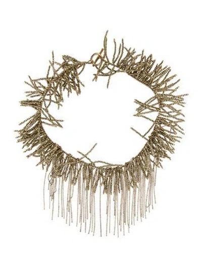 Pre-owned Brunello Cucinelli Monili Beaded Fringe Choker Necklace, 15.25" In Multi