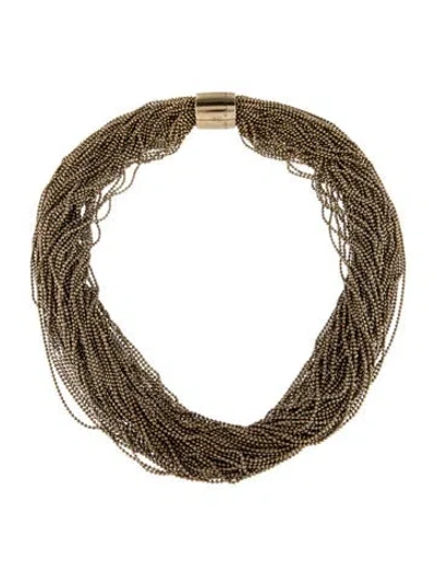 Pre-owned Brunello Cucinelli Monili Beaded Multi-strand Collar Necklace, 16"