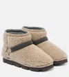 Brunello Cucinelli Shearling Bootie With Monili Strap Detailing In Brown