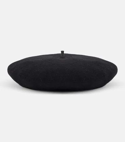 Brunello Cucinelli Monili Beads Wool Beret In Black