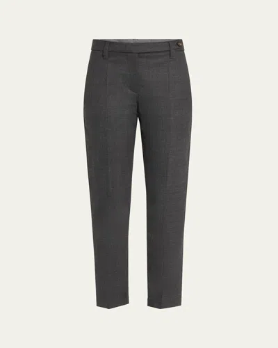 BRUNELLO CUCINELLI MONILI BELT LOOP STRETCH WOOL TROUSERS