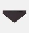 Brunello Cucinelli Techno Jersey Monili-trim Bikini Bottoms In Braun