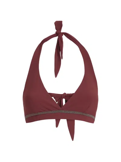 Brunello Cucinelli Bikini Top With Monili In Burgundy