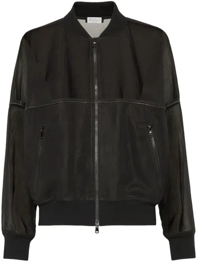 Brunello Cucinelli Monili Bomber Jacket In Black