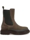Brunello Cucinelli Chelsea Suede Ankle Boots With Precious Contour In Brown