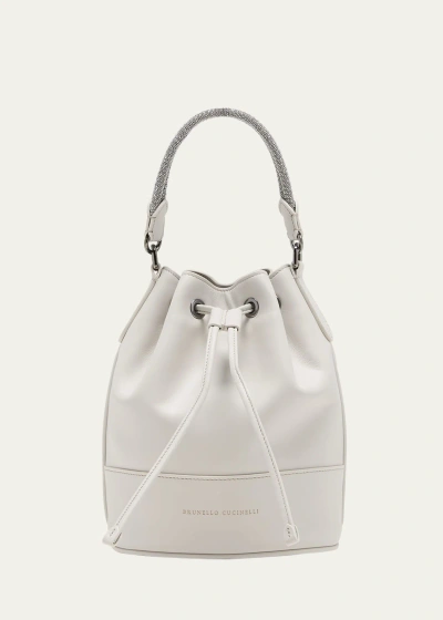 Brunello Cucinelli Logo-stamp Bucket Bag In Grey