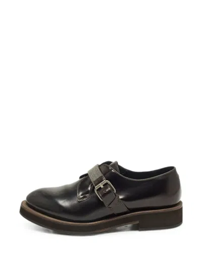 Pre-owned Brunello Cucinelli Monili Buckle-strap Derby Shoes In Brown