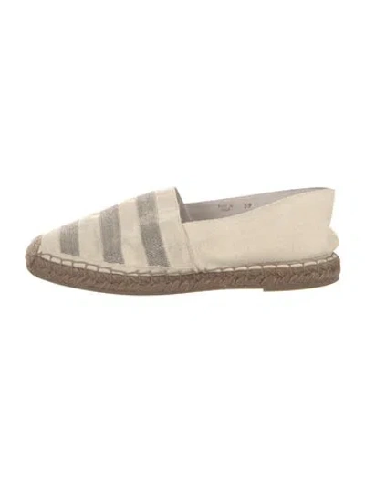 Pre-owned Brunello Cucinelli Monili Canvas Espadrilles In Neutral