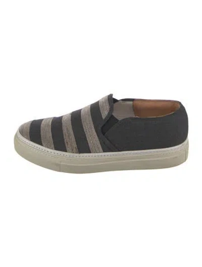 Pre-owned Brunello Cucinelli Monili Canvas Loafers In Grey/metallic