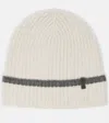 Brunello Cucinelli Monili Cashmere Beanie In White