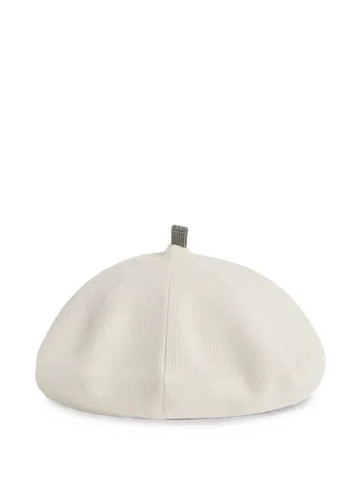 Brunello Cucinelli Kids' Monili Cashmere Beret In Neutrals