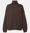 Brunello Cucinelli Monili Cashmere Turtleneck Sweater In Brown