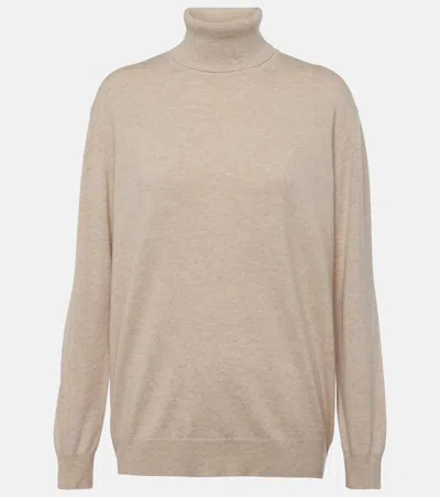 Brunello Cucinelli Monili Cashmere Turtleneck Sweater In Neutrals