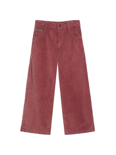 Brunello Cucinelli Kids' Monili Casual Trousers In Pink