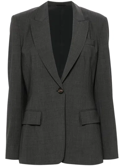 Brunello Cucinelli Blazer Mit Monili-kette In Grau