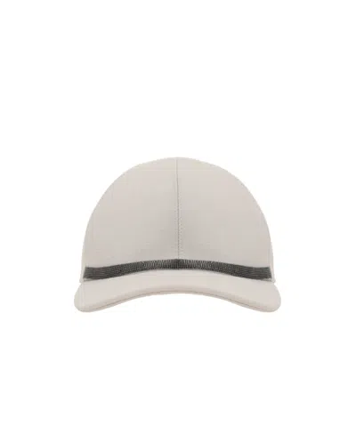 Brunello Cucinelli Monili-chain Curved-peak Cap In White