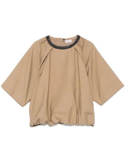 Brunello Cucinelli Monili Chain-detail Blouse In Nude