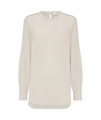 BRUNELLO CUCINELLI MONILI-CHAIN DETAIL BLOUSE