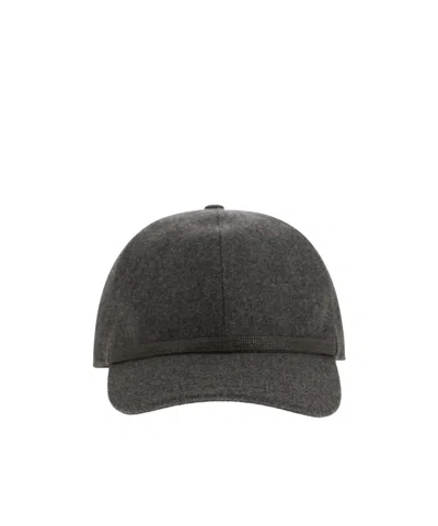 Brunello Cucinelli Monili Chain Detail Cap In Black