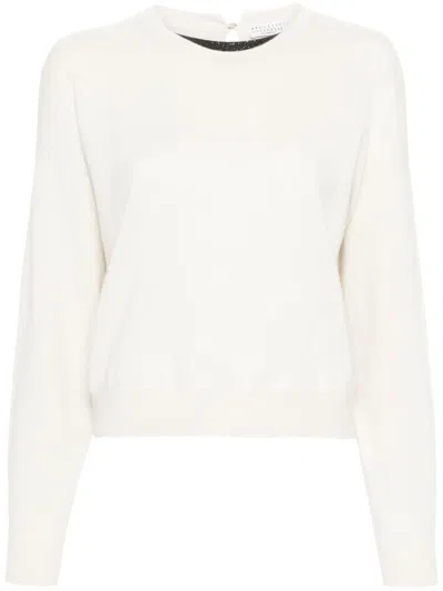 Brunello Cucinelli Monili Chain-detail Cashmere Jumper In Nude