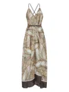 Brunello Cucinelli Papyrus Print Dress With Monili