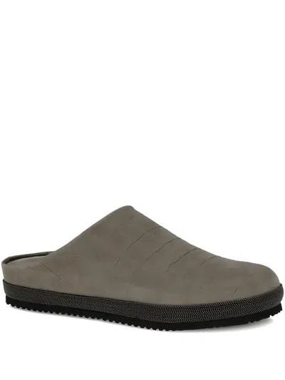Brunello Cucinelli Monili Chain-detail Flat Mules In Gray