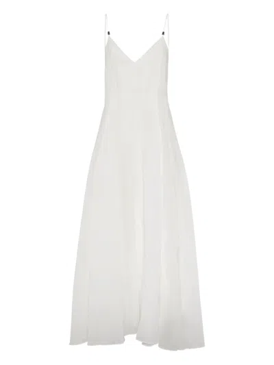 Brunello Cucinelli Monili Organza-kleid Mit Kettendetail In Yellow