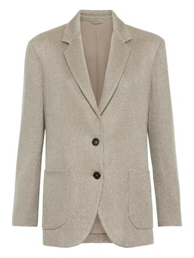 BRUNELLO CUCINELLI MONILI CHAIN-DETAIL RIBBED BLAZER