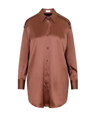 Brunello Cucinelli Monili Chain Detail Shirt In Brown