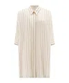 Brunello Cucinelli Long Sleeve Striped Shirt With Button-down Front In White