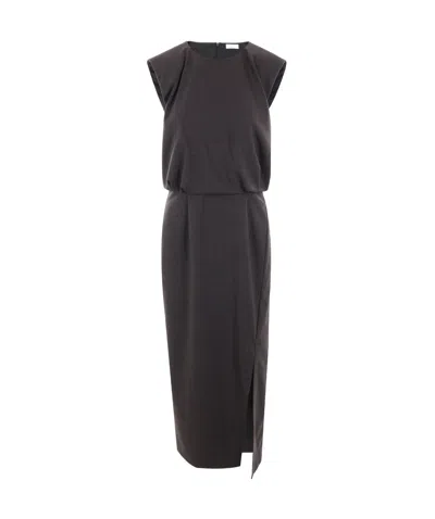 Brunello Cucinelli Monili Chain Detail Short-sleeve Dress In Black
