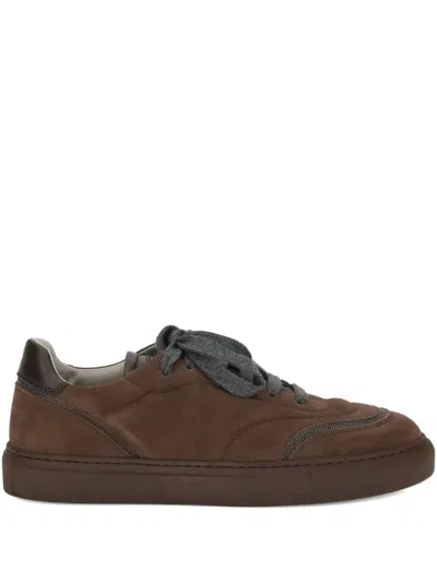 Brunello Cucinelli Suede Sneakers In Brown