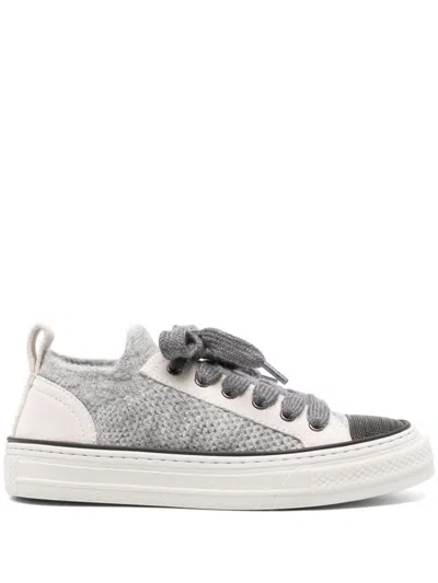 Brunello Cucinelli Monili Chain-detail Sneakers In Grey