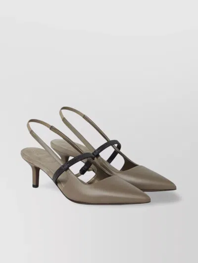 BRUNELLO CUCINELLI MONILI CHAIN DETAIL STRAPPY LEATHER PUMPS
