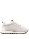 Brunello Cucinelli Suede Sneakers With Monili In Neutrals