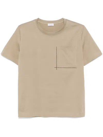 Brunello Cucinelli Monili Chain-detail T-shirt In Nude