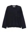 Brunello Cucinelli Long-sleeve Relaxed Fit Sweater With Pocket Detail In Blue