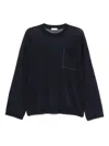 Brunello Cucinelli Long-sleeve Relaxed Fit Sweater With Pocket Detail In Blue