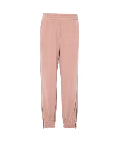 Brunello Cucinelli Monili-detail Cotton Track Pants In Pink