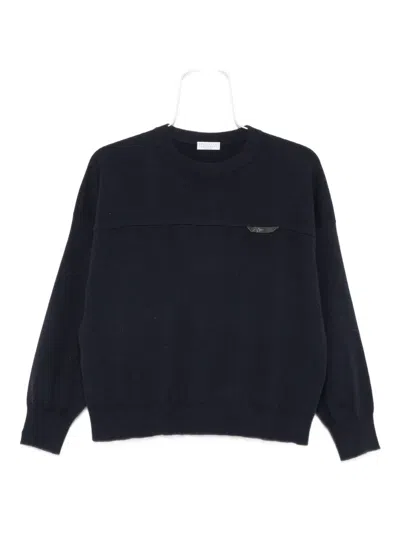 Brunello Cucinelli Monili Chain-embellished Jumper In Blue