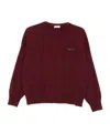 Brunello Cucinelli Crew Neck Cashmere Sweater With Embroidered Detail In Red