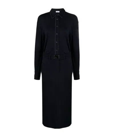 Brunello Cucinelli Monili Chain-embellished Shirt Dress In Black