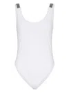 Brunello Cucinelli White Techno Jersey Precious Details One-piece Swimsuit In White