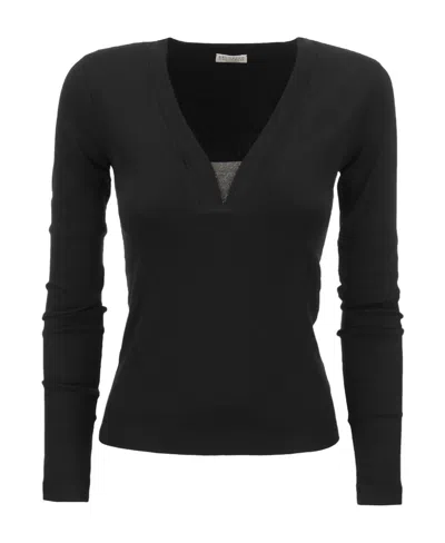 Brunello Cucinelli Monili Chain-embellished T-shirt In Black